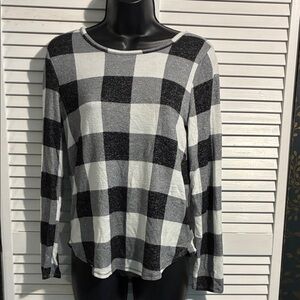 Plaid Black and White Women's Top